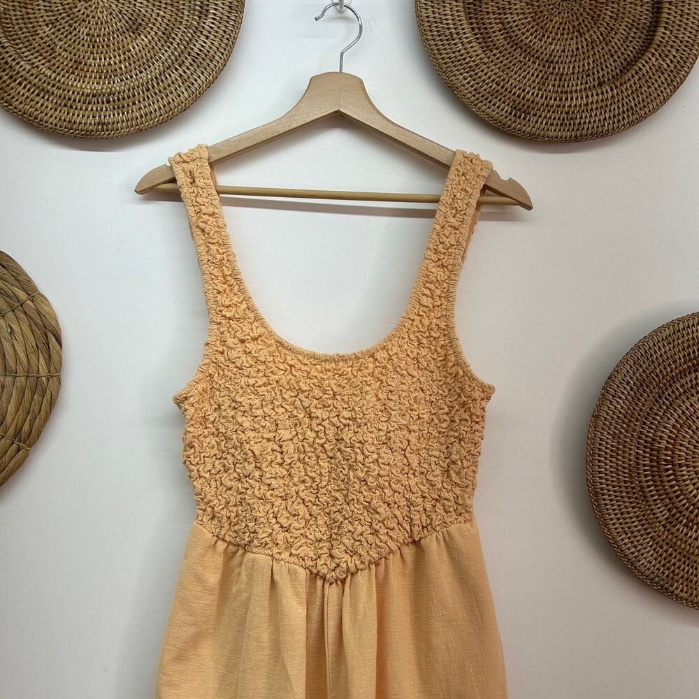 Free People Orange Boho Smocked Sleeveless Juliette Romper XS Summer Vacation - Picture 4 of 8